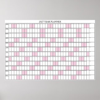 Poster Calendrier annuel 2027 simple à vue murale