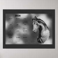Calendrier annuel beau cheval étalon