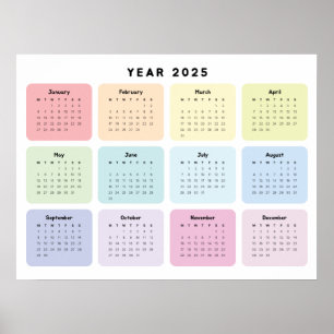 Poster Calendrier annuel minimaliste personnalisé