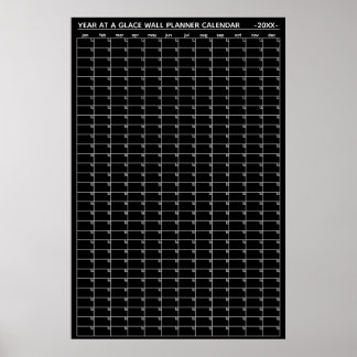 Poster Calendrier annuel non daté à vue murale