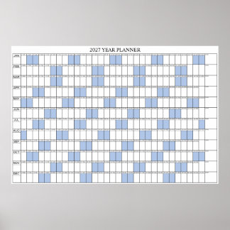 Poster Calendrier annuel simple 2027 à vue d'œil