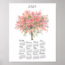 Calendrier aquarelle de l'arbre de douche arc-en-c