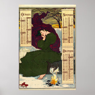 Poster Calendrier Art Nouveau 1896 par Louis Rhead