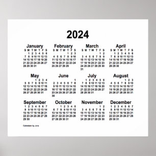 Poster Calendrier blanc 2024 de Janz Print
