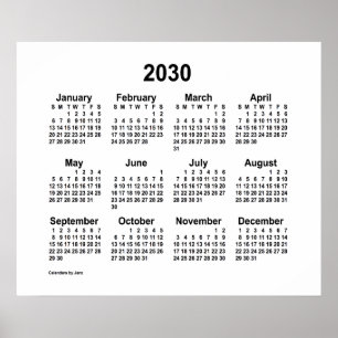 Poster Calendrier blanc 2030 par Janz Imprimer