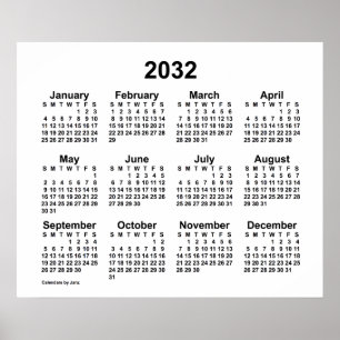 Poster Calendrier blanc 2032 de Janz Print