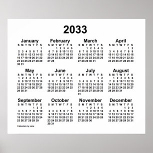 Poster Calendrier blanc 2033 de Janz Print