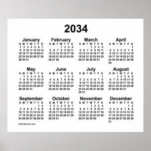 Poster Calendrier blanc 2034 par Janz Imprimer