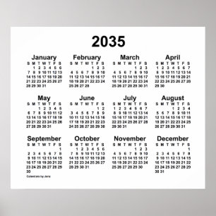 Poster Calendrier blanc 2035 de Janz Print