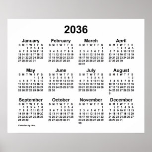 Poster Calendrier blanc 2036 de Janz Print