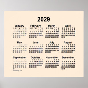 Poster Calendrier blanc antique 2029 par Janz Imprimer