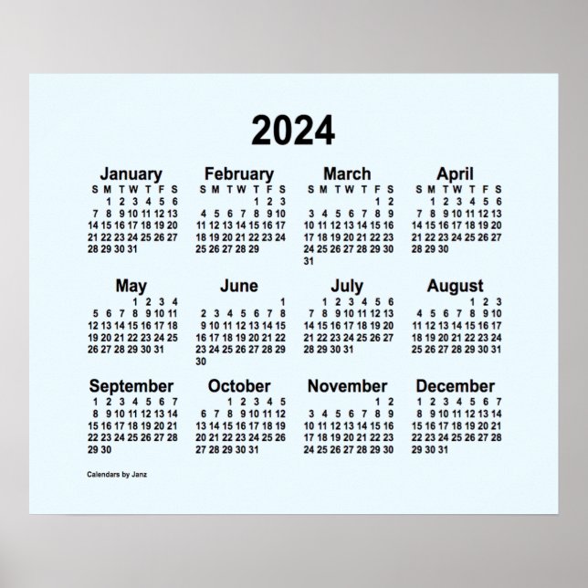 Poster Calendrier bleu Alice 2024 par Janz Print (Devant)