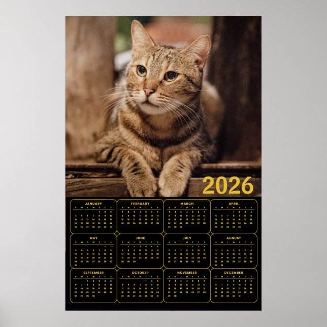 Poster Calendrier Chat Tigre 2026 (Devant)