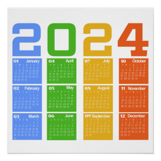 Poster Calendrier coloré 2024