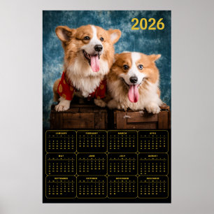 Poster Calendrier Corgi Duo 2026