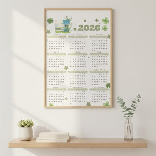 Poster Calendrier Cottagecore Vert Sauge 2026   Natur