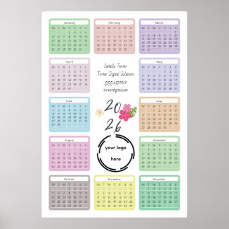 Poster Calendrier d'affaires 2026 avec votre logo, couleu