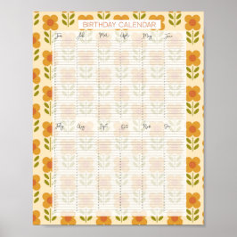 Poster Calendrier d'anniversaire À feuillage persistant p