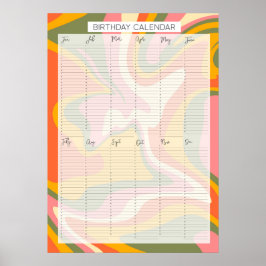 Poster Calendrier d'anniversaire À feuillage persistant p