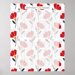 Poster Calendrier d'anniversaire À feuillage persistant p