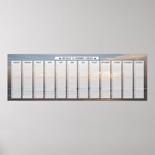 Poster Calendrier d'anniversaire Lever de soleil sur la p