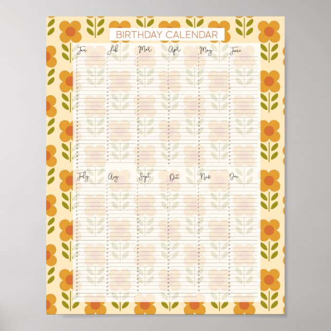 Poster Calendrier d'anniversaire perpétuel Evergreen Kath (Devant)