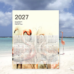 Poster Calendrier d'art tropical de la bande de flamants