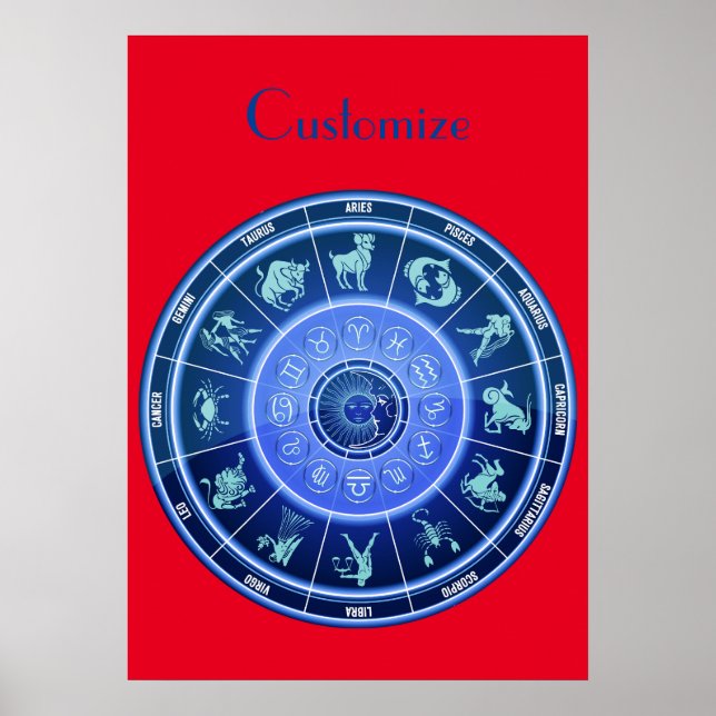Poster Calendrier d'astrologie du signe solaire du zodiaq (Devant)