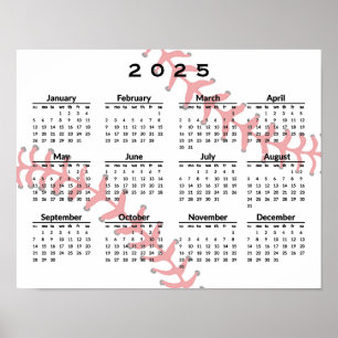 Poster Calendrier de conception de baseball 2025
