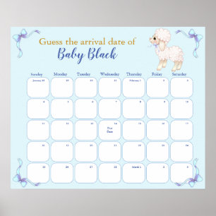 Poster Calendrier de date d'accouchement pour la baby sho