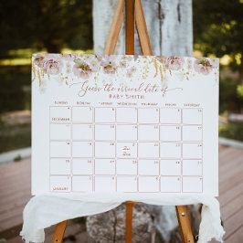 Poster Calendrier de date prévue floral jardin Boho