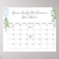 Calendrier de date prévue pour bébé Eucalyptus Bal