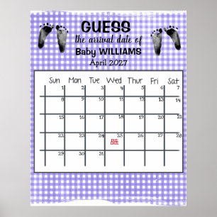 Poster Calendrier de devinette de date d'accouchement Aff