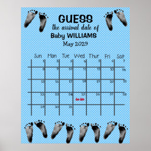 Poster Calendrier de devinette de date d'accouchement ave