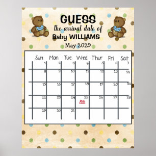 Poster Calendrier de devinette de date d'accouchement ave