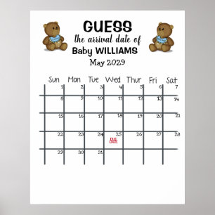 Poster Calendrier de devinette de date d'accouchement ave
