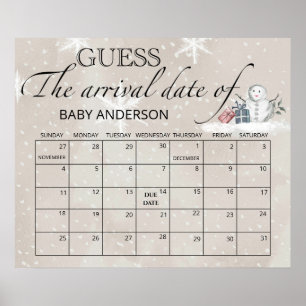 Poster Calendrier de devinette de date d'accouchement Bab