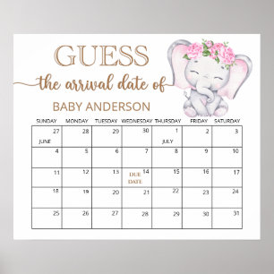 Poster Calendrier de devinette de date d'accouchement Fil