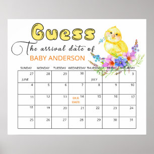 Poster Calendrier de devinette de date d'accouchement pou