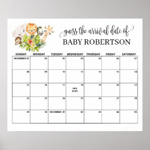 Poster Calendrier de devinette de date d'accouchement pou
