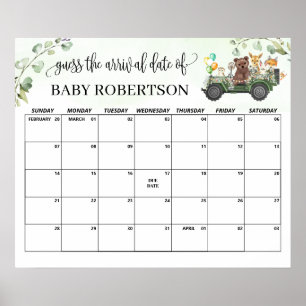 Poster Calendrier de devinette de date d'accouchement pou