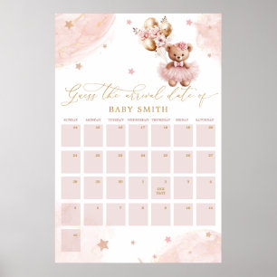 Poster Calendrier de devinette de date d'accouchement pou