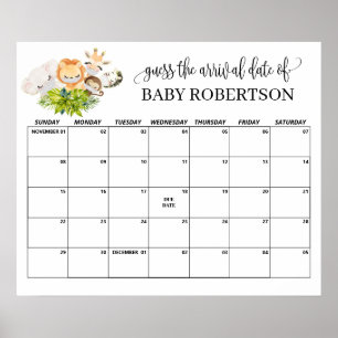 Poster Calendrier de devinette de date d'accouchement pou