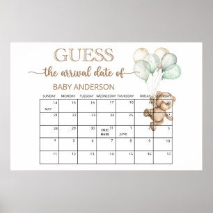 Poster Calendrier de devinette de date d'accouchement pou
