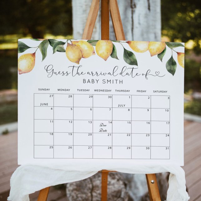 Poster Calendrier de devinette de date prévue Citron Post (Créateur téléchargé)
