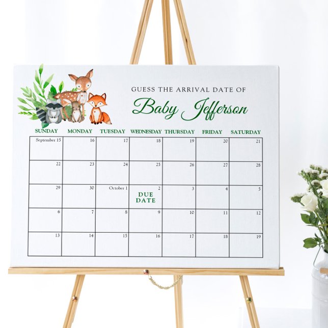 Poster Calendrier de grossesse pour bébés animaux de la f (Créateur téléchargé)