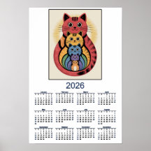 Calendrier de la famille de chat mignon pour 2026