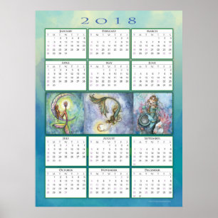 Poster Calendrier de la mignonne sirène 2018