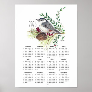 Poster Calendrier de l'affiche de nuthatch 2025