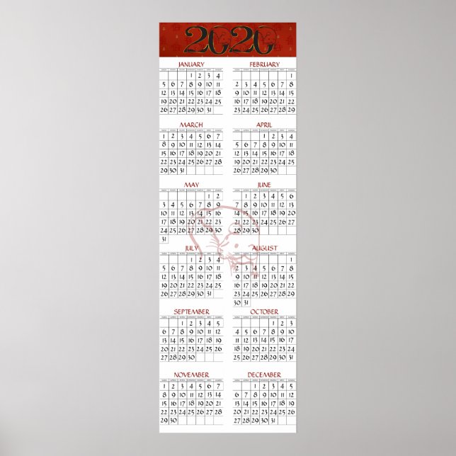 Poster Calendrier de l'année chinoise du Rat 2020 (Devant)